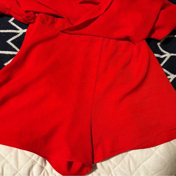 The Impeccable Pig Vibrant Red Ruffle romper - Picture 4 of 6